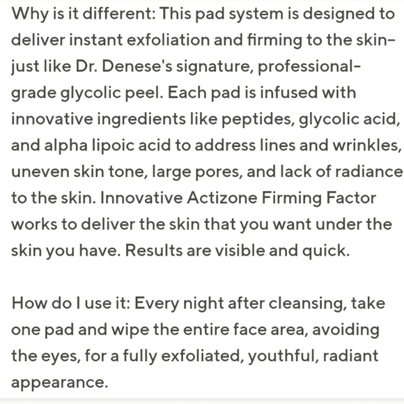 Dr. Denese Advanced Firming Facial Pads 100 Pads Sealed NEW IN PACKAGING - Picture 8 of 10